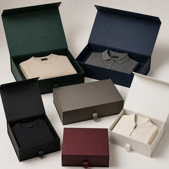Eco-Friendly Embossed Apparel Collapsible Paper Boxes