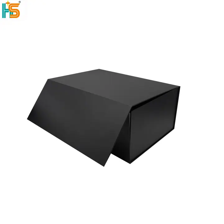 Foldable Black Magnetic Gift Boxes Recycled Collapsible Rigid – view 2