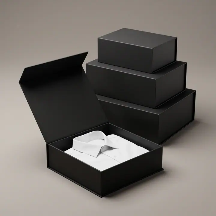 Foldable Magnet Cardboard Boxes Black White