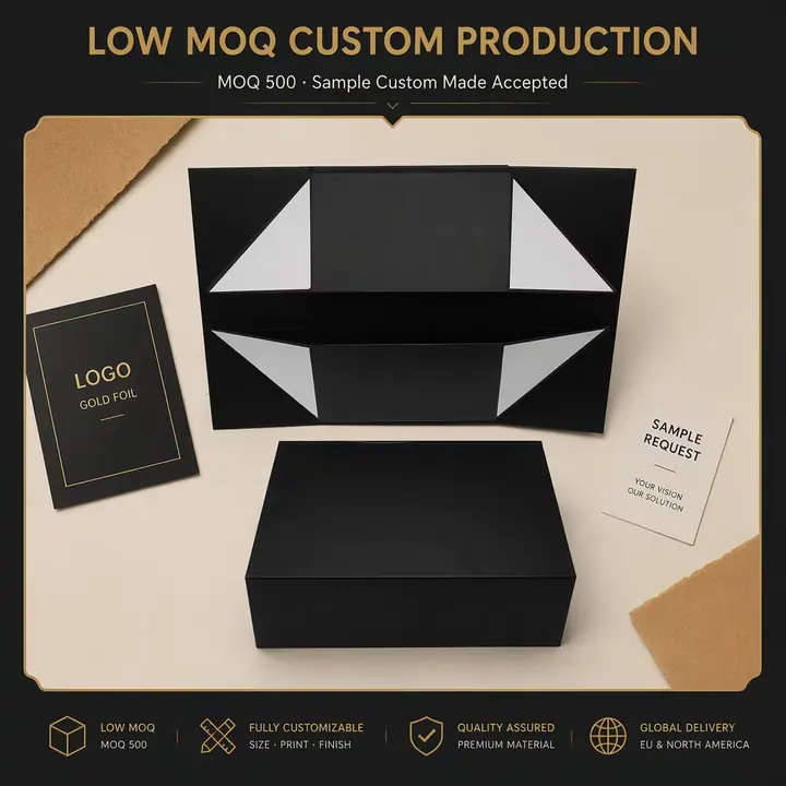 Foldable Magnet Cardboard Boxes Black White – view 4