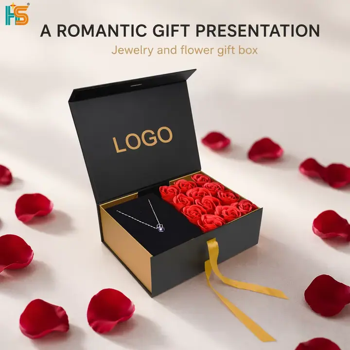 Foldable Magnetic Rigid Necklace Gift Box – view 3