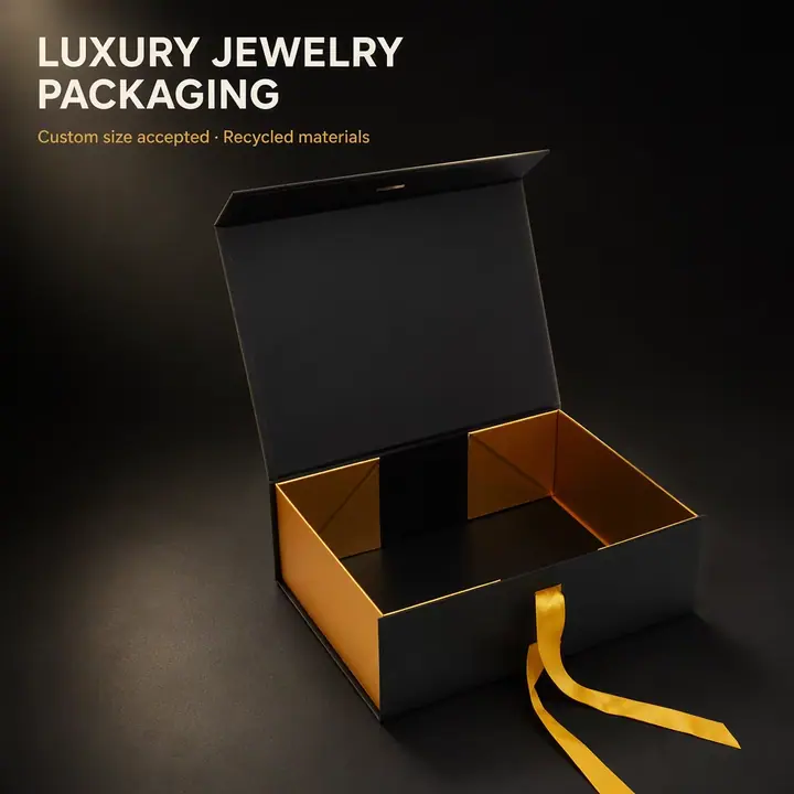 Foldable Magnetic Rigid Necklace Gift Box – view 5