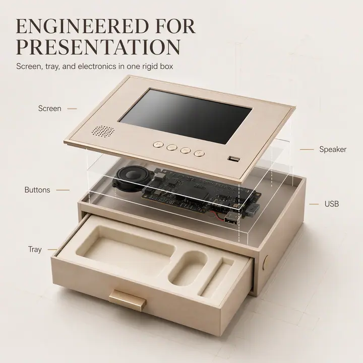 LCD Screen Video Gift Box Embossing Recycled Materials