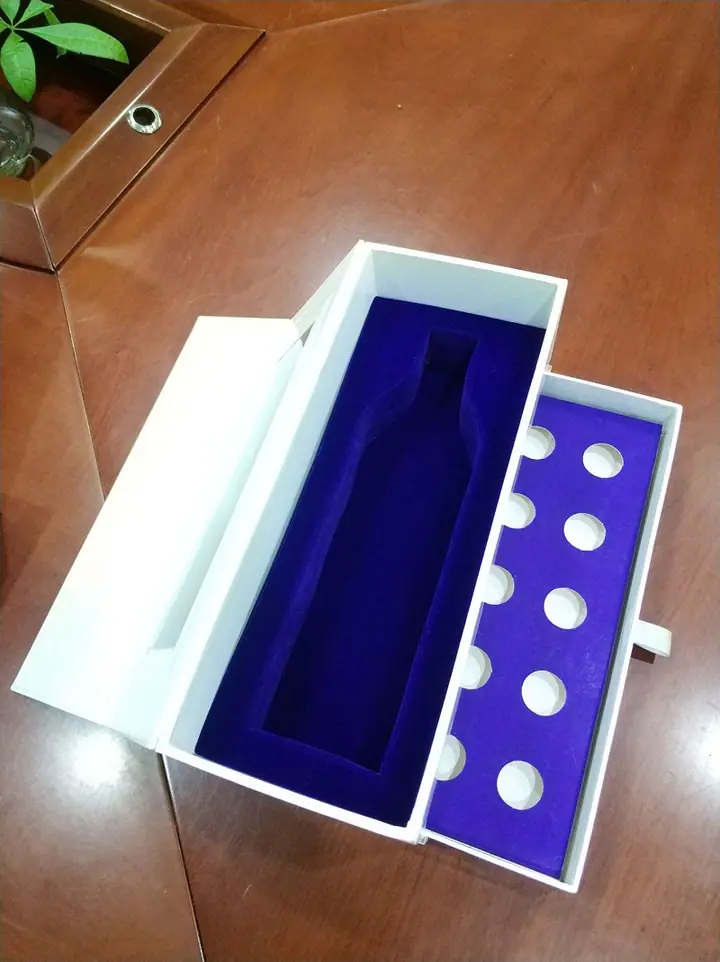 White Magnet-Activated Drawer High Paper Box Red Wine